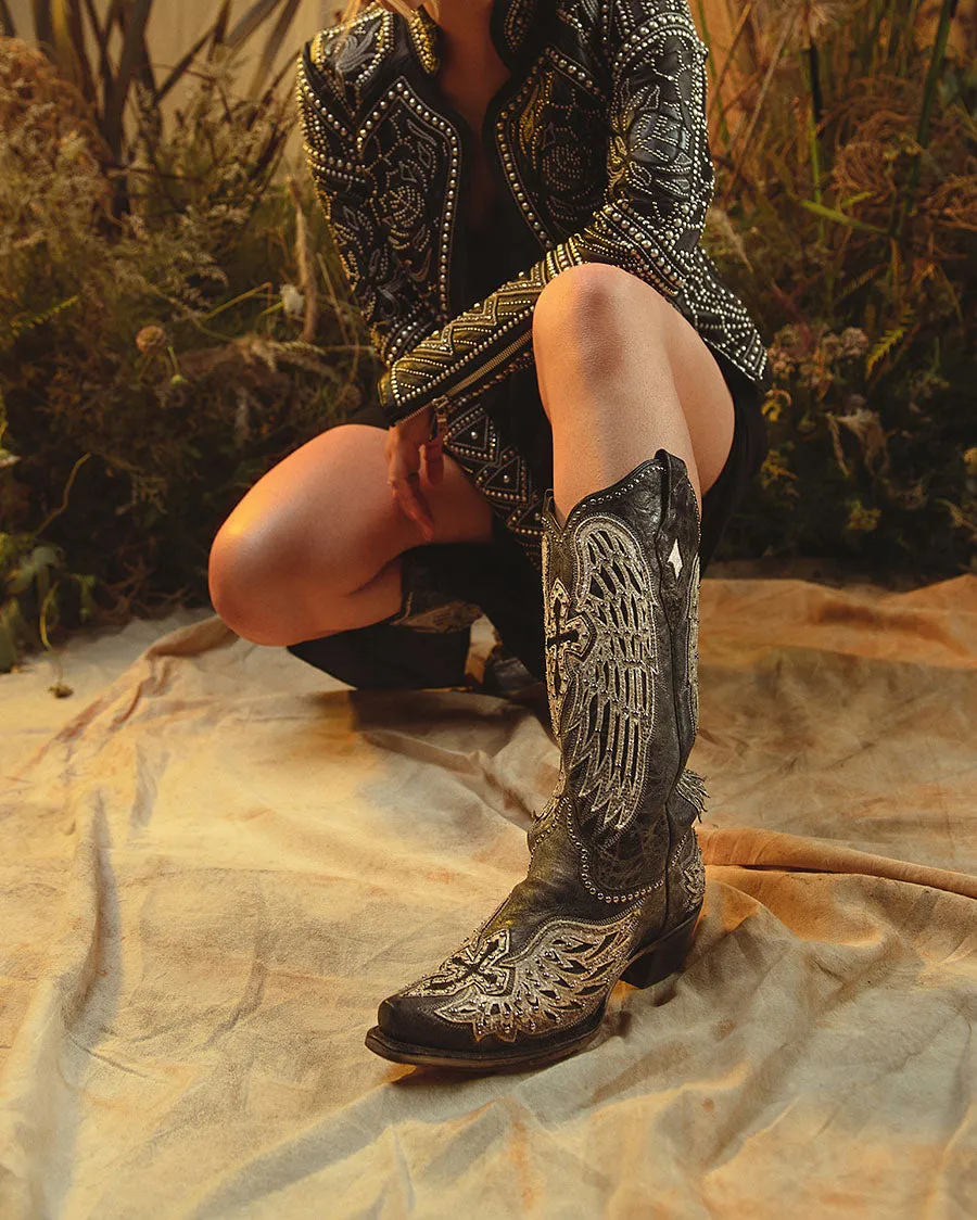 Women's Wing & Cross Studded Western Boots